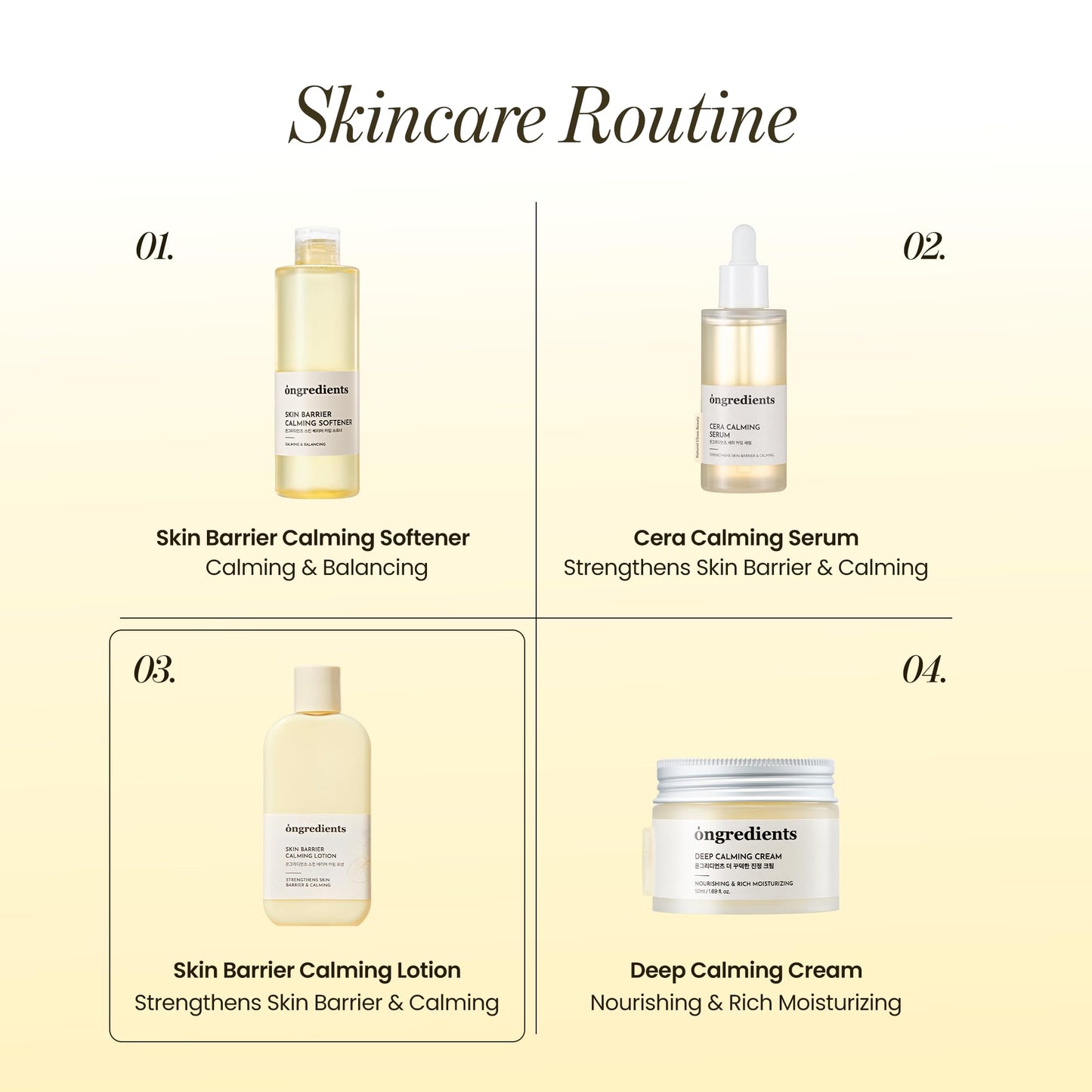 ONGREDIENTS Skin Barrier Calming Lotion | Lightweight Moisturizer for Dry, Sensitive Skin | Centella, 9-Peptide Complex, Glucose, Soothing, Calming, Hydrating | Vegan, Korean skincare (7.43 fl Oz)