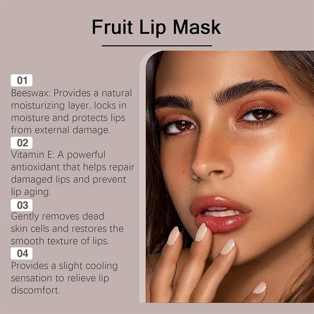 Bee Lip Balm Honey Pot, Fruit Moisturizing Propolis Lip Mask, Lip Mask Overnight Propolis Moisturizing Lip Balm Hydrating Prevention Dry and Crack Lip Scrubs Exfoliator Lip Care Products (2PCS B)