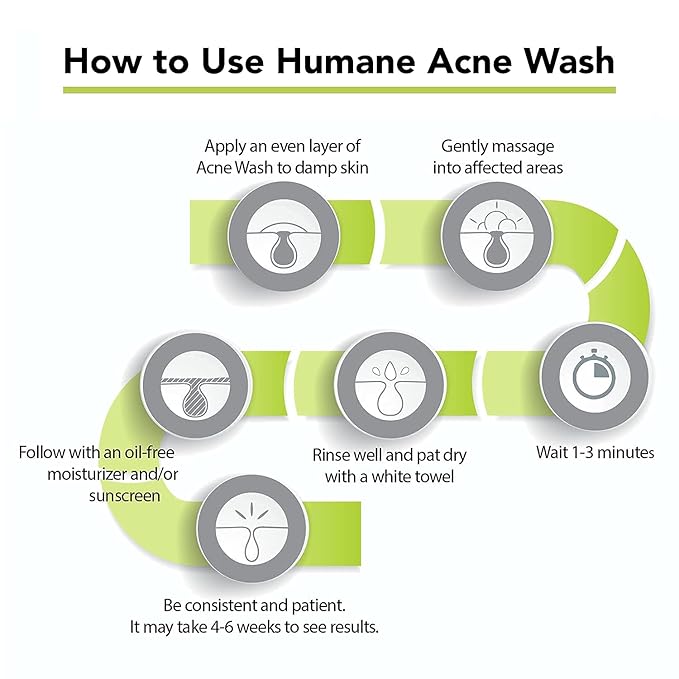 humane Benzoyl Peroxide Acne Face Wash - 5% Regular-Strength Acne Treatment for Face, Skin, Back and Body - 8 Fl Oz - Dermatologist-Tested Non-Foaming Cleanser - Vegan, Cruelty-Free
