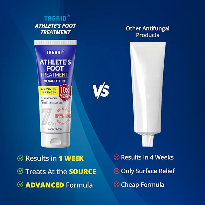 TAGRID Athletes Foot Treatment (3.5 OZ): Maximum Strength Antifungal Cream for Athletes Foot Fungus Jock Itch Ringworm Treatment for Humans - Anti Fungal Itch Cream for Itchy Skin Relief