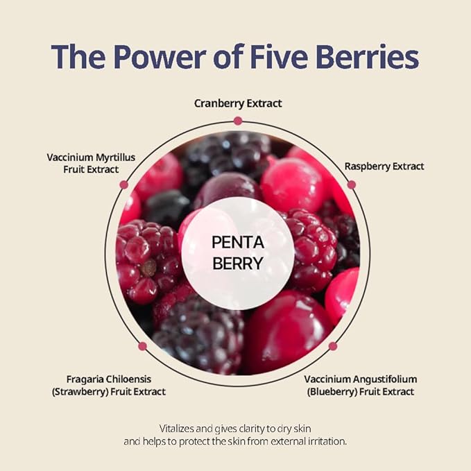 Penta Berry Panthenol Repair Cream - Vegan, Centella, Cica Barrier, Restore Moisture Balance, Deep Hydration, Sensitive Skin, Low Irritation, Korean Skincare, K-Beauty, Hypoallergenic