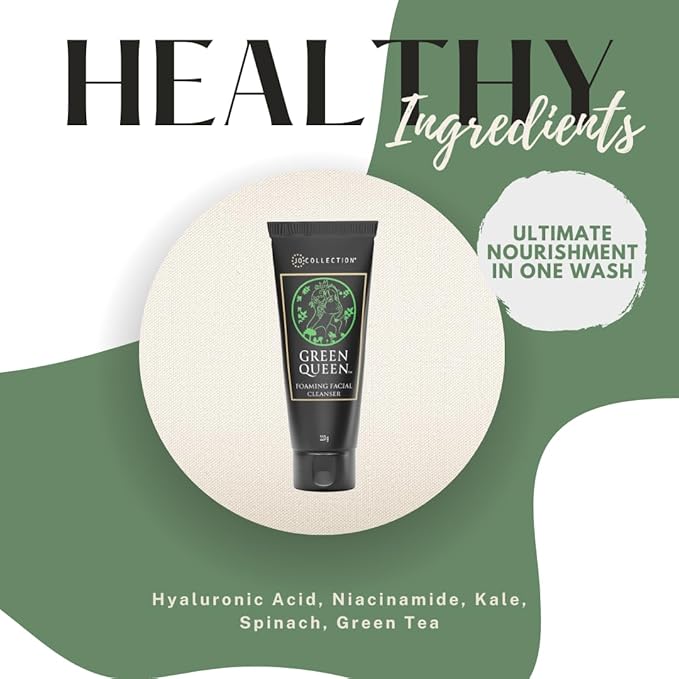 Facial Wash Foaming Cleanser by Green Queen helps removes excess oil, dirt, and makeup | Foaming action | refreshes & cleanses face |help calm skin | Fragrance Free| 110 g