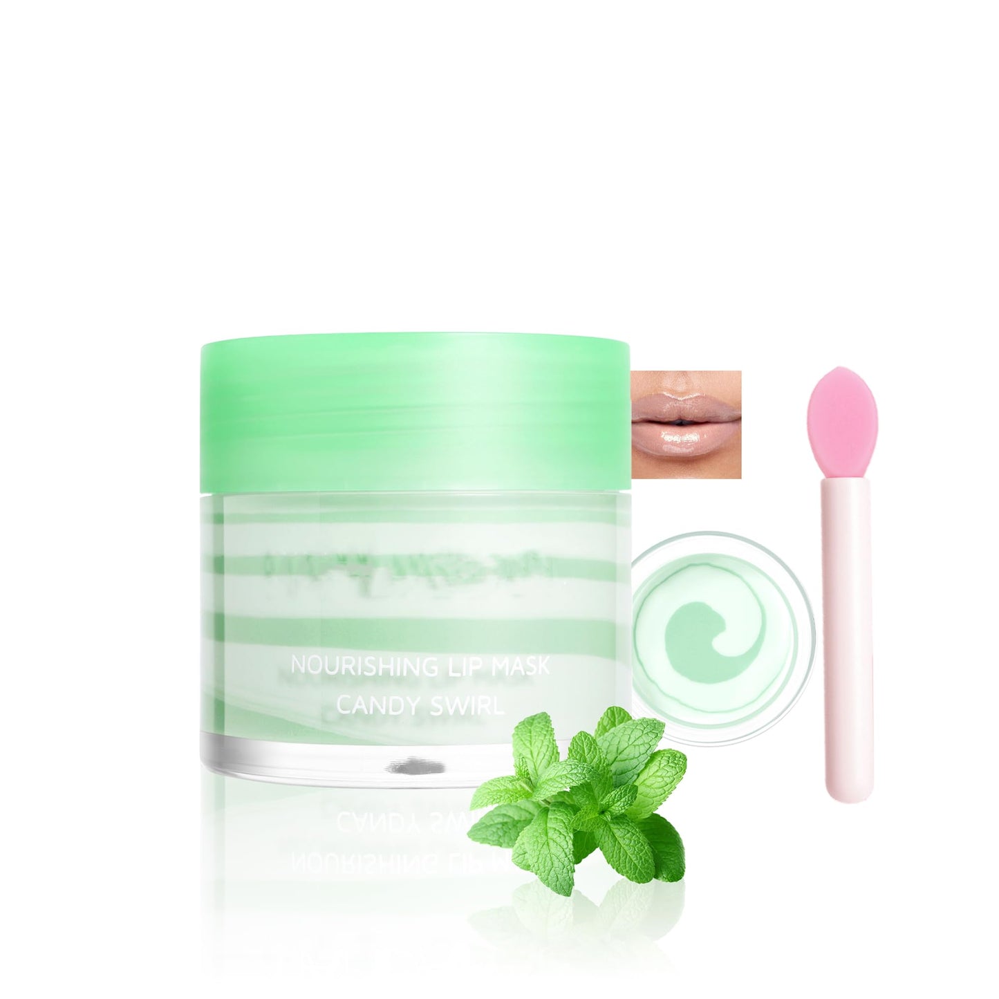 Easilydays Lip Plumper Nourishing Flavor Lip Mask, Candy Swirl Nourishing Balm Hydrating, Firming, Soft, Smooth Moisturizing For Women Lip Lines, Dry Lips, Overnight Lip Sleeping Mask, Vegan, 03#Mint