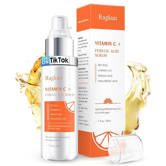 Super Vitamin C 20% Serum for Women, Dark Spot Remover for Face, CE Ferulic Acid, Hyaluronic Acid, Retinol, Hydrate & Plump Skin Care Anti Aging Wrinkle Brightening Skincare -1 Fl Oz.