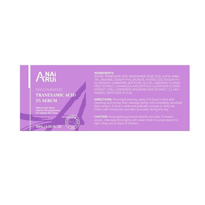 ANAI RUI 5% Tranexamic Acid Serum With Niacinamide, Kojic Acid, Arbutin, Reduce Dark Spot, PIH, for Uneven Skin Tone 1FL.Oz