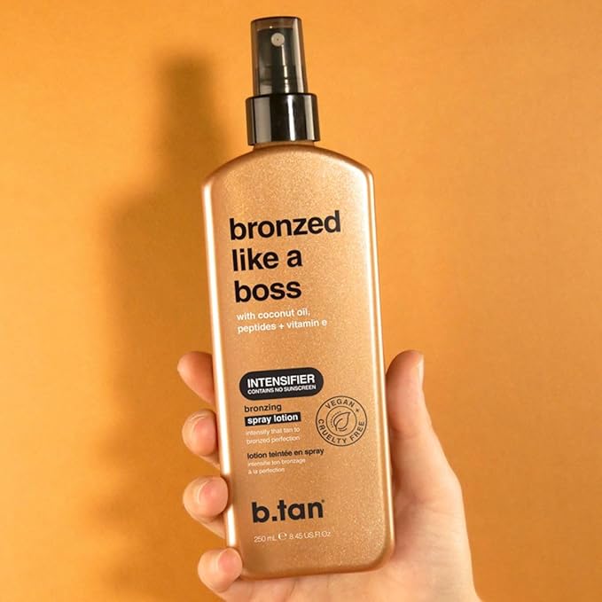 b.tan Sun Tanning Lotion Spray | Bronzed Like a Boss - Brown Outdoor Bronzing Spray Lotion Accelerator, Packed with Coconut Oil, Peptides, & Vitamin E, Austrailian Brand, 8.45 Fl Oz