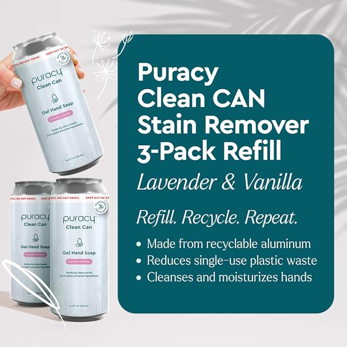 Puracy Gel Hand Soap Clean Can Refill - Plant-Powered Natural Hand Soap As Seen on TikTok, Non-Toxic, Sulfate-Free Liquid Soap, Moisturizing Handwash Liquid Gel (Lavender & Vanilla, 14.4 fl oz)