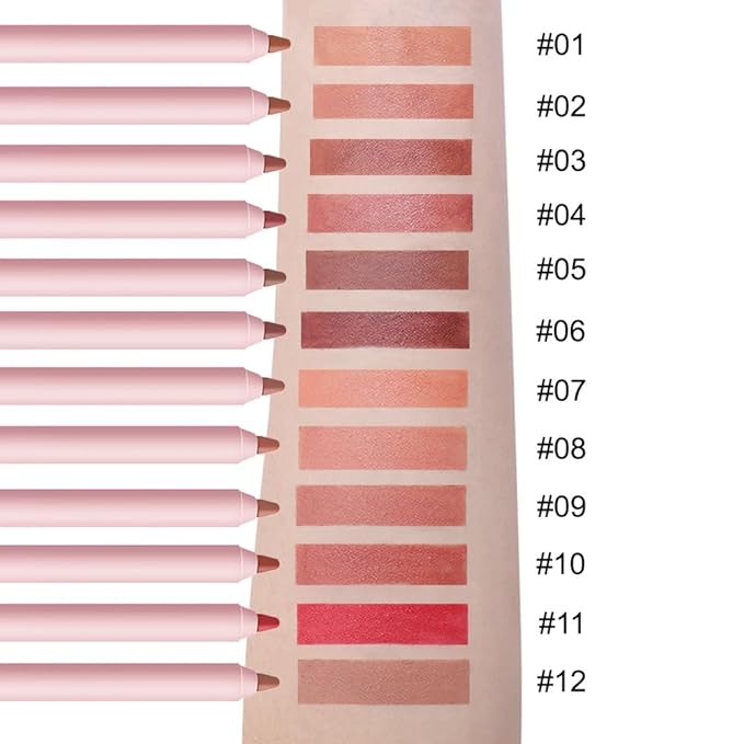 12 Colors lip liner pencils, Modern Classic Lip Liner, Lip Liner Pigmented Vegan Matte, Lasting Finish Lip Liner, Luxurious Creamy Long Lasting Lip Liner, Prevents Feathering and Fading, (09)