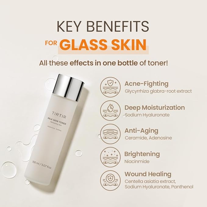 TIRTIR Milk Skin Rice Toner - Deep Moisturizing, Hydrating and Refreshing for face, Niacinamide, Ceramide, Rice Bran Extract, Nature-Oriented Ingredients, Korean Skin Care, Vegan, 150ml / 5.07 fl.oz.