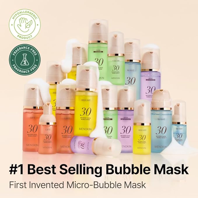 MENOKIN 30 Seconds Quick Bubble Mask [CLEAR] - [Cica] in Micro-bubbles For Soothing & Skin Strengthening, Hydration, Clearer Complexion, Korean Skin Care Essential, 52 Uses, 2.36 fl.oz