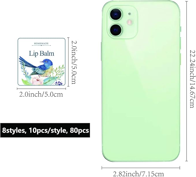 CRASPIRE Lip Balm Labels 80pcs Homemade Container（Flowers