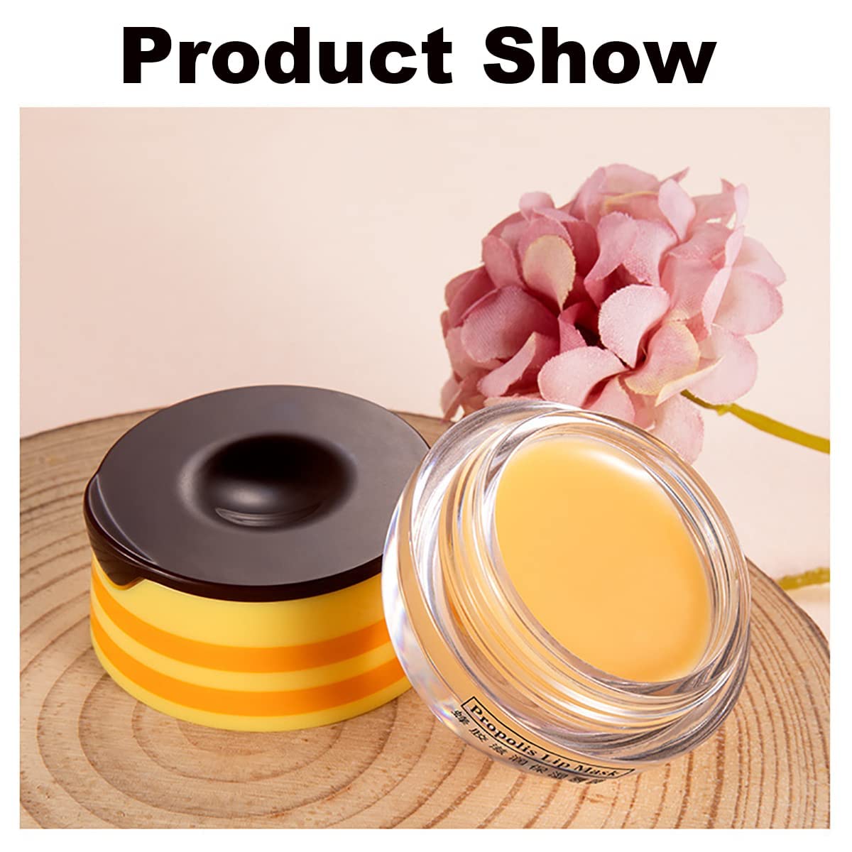 2PCS Honey Lip Balm, Vitamin E Moisturizing Propolis Sleeping Lip Mask, Effective Reduces Lip Lines Prevention Dry and Cracked Lip Scrubs Exfoliator Smoothing Dry Lip Care