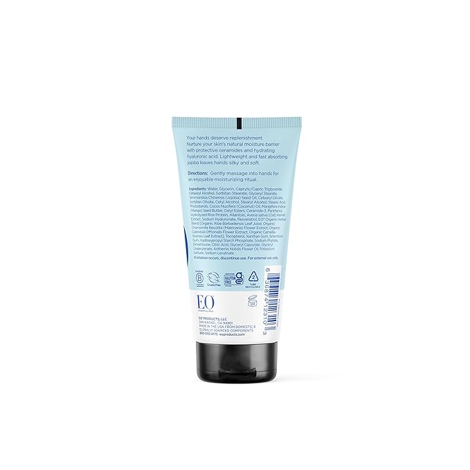 EO Hand Cream, 2.5 Ounce (Pack of 2), Unscented, Moisturizer for Dry Skin