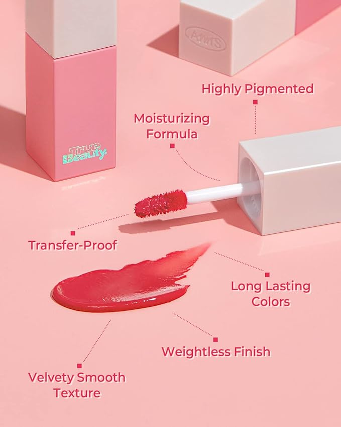AMTS Webtoon True Beauty - 01 Some Love | Pink Lip Tint Stain | High Pigment Liquid Waterful Shine Non-Sticky Long-Wearing Long-Lasting | True Beauty Cute Pink Makeup