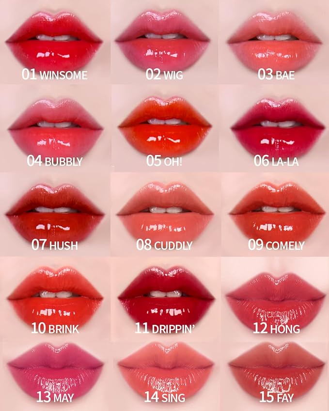 HOLIKA HOLIKA Heart Crush Glow Lip Tint Air – Korean Lip Tint with High Shine Juicy Fruit Jam Colors Lip Stain – Hydrolyzed Collagen & Vitamin C (01 WINSOME)