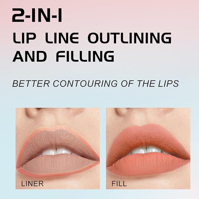 YOUNG VISION Gourd-Shaped Precision Liquid Lipstick & Lipliner - Nude Matte Shades