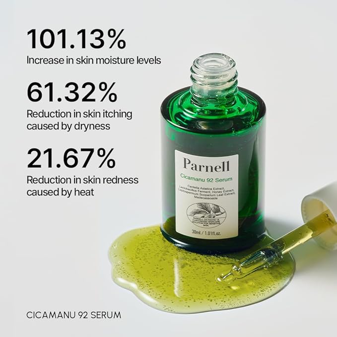Parnell Cicamanu 92 Serum (1.01 Fl Oz) 30ml | Melatonin, Centella Asiatica | Ceramide for Overnight Recovery & Soothing Irritated Skin | Targets Hyperpigmentation & Deep Hydration | Korean Skin Care
