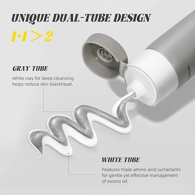 VGO Facial Cleanser, Daily Face Wash of Double Care and Effects, Cleansing Mud Mask & Amino Acid Cleansing All in One Gentle Face Cleanser, 3.52 Oz