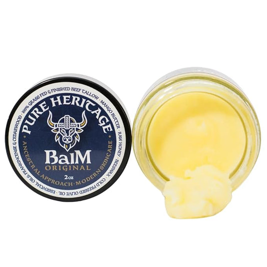 Pure Heritage Handmade Tallow Balm – Grass-Fed & Finished Moisturizer & Healing Cream with Frankincense & Cedarwood | Natural Care for Sensitive Skin, Eczema, Rosacea, Babies, Men & Women (2oz)