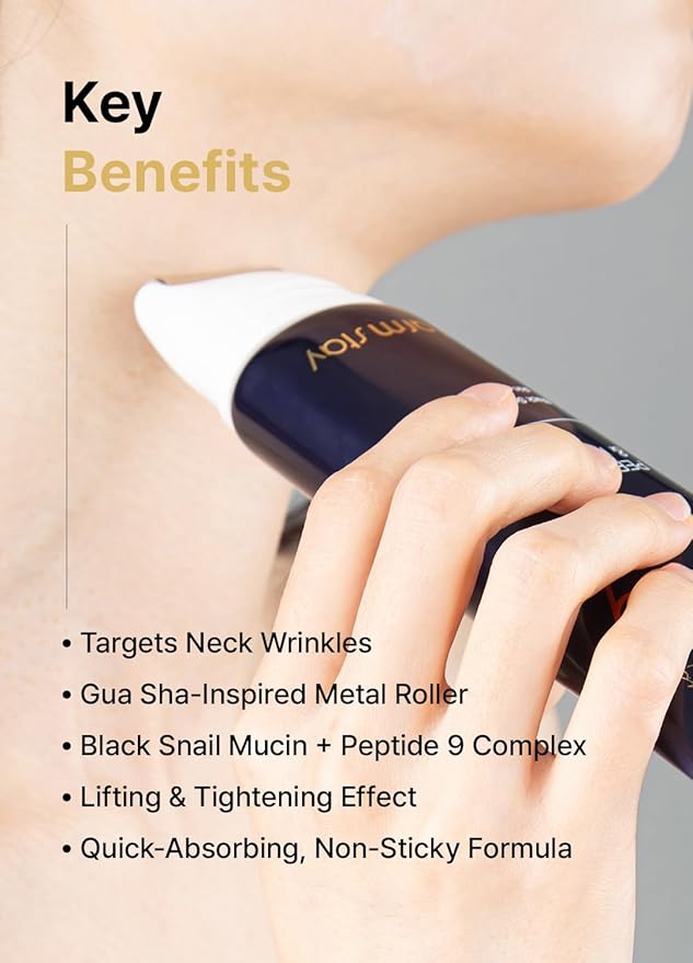 Farmstay Black Snail & Peptide 9 Perfect Facial & Neck Roller Serum – Firming & Lifting, Deep Hydration & Skin Elasticity, Snail Mucin & 9 Peptides for Youthful Glow & Smooth Skin, 100ml