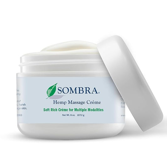 Sombra Hemp Massage Crème – Soothes Sore Muscles with Hemp Extract, Vitamin E, Pumpkin, Kukui, Sweet Almond, Jojoba, Shea Butter, Aloe Vera & Lemongrass, 8oz