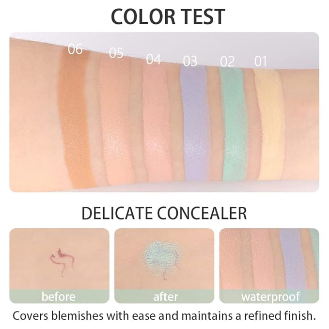 evpct 6 Colors Conceal Correct Cream Contour Makeup Covers redness
