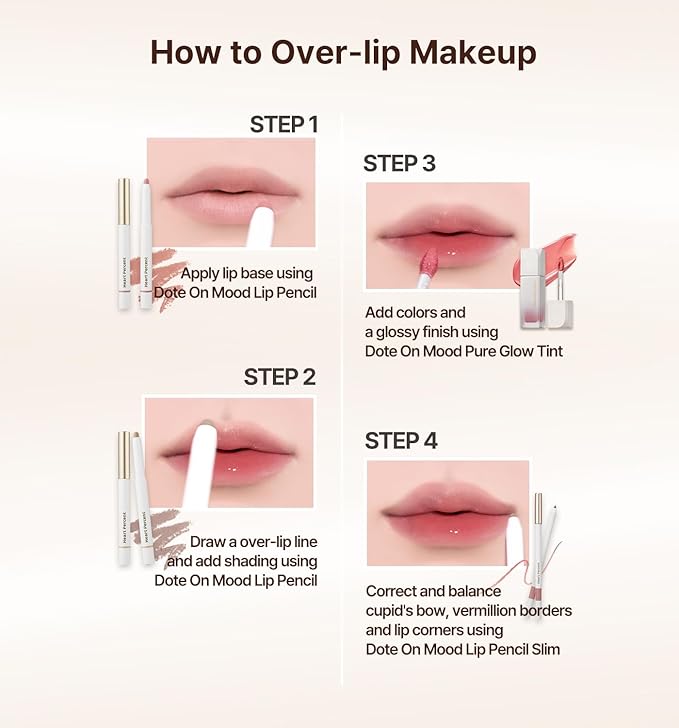 Heart Percent Dote On Mood Lip Pencil Slim, Defines and Fills Creamy Lip Liner Retractable Lipstick Pencil with Built-In Sharpener, 18. Fig Rose