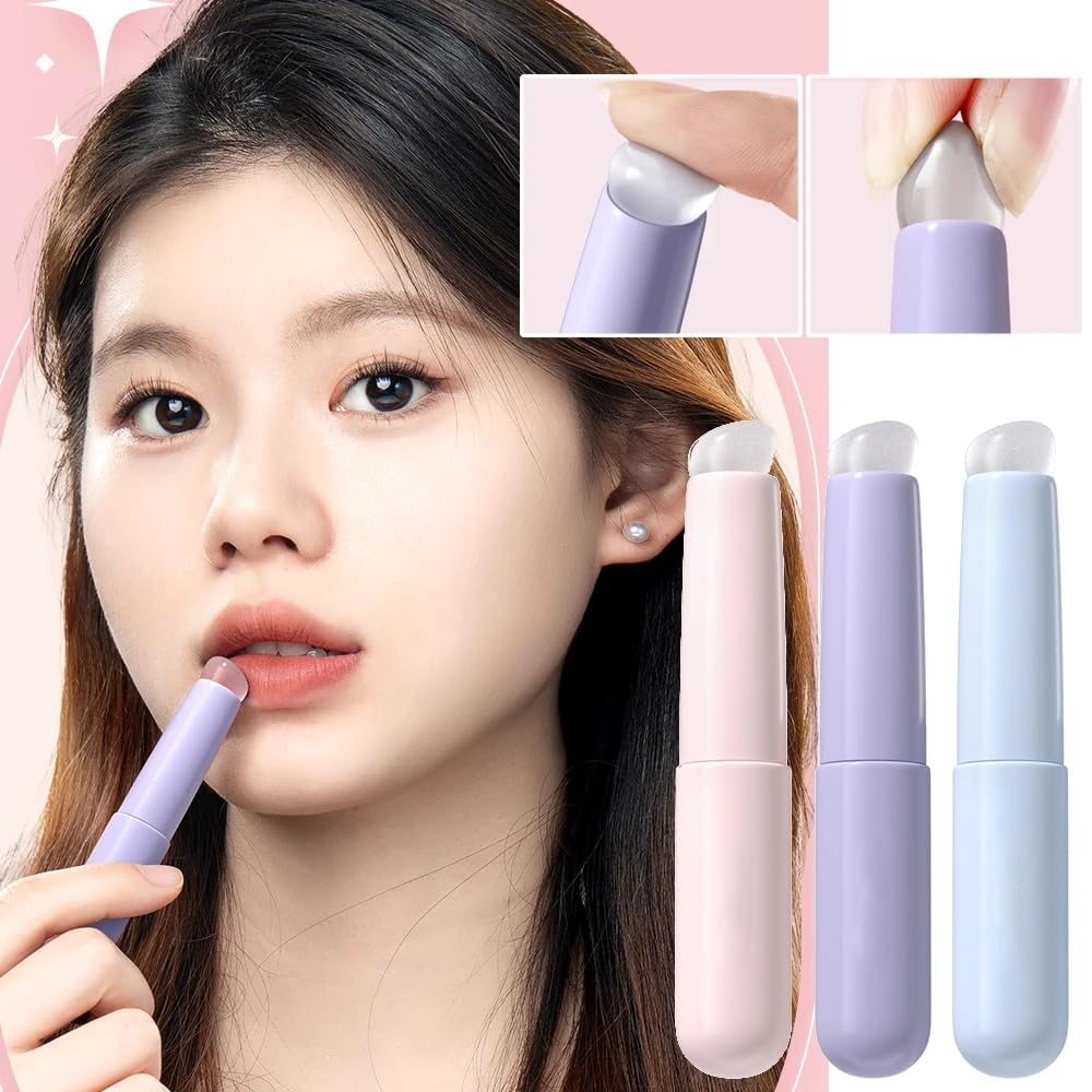 Grospe 3PCS Lip Brush, Silicone Lip Applicator Reusable Lip Mask Applicator, Premium High Elastic Silicone Brush Set For Lip Balm, Lip Gloss, Lip Stick and Concealer