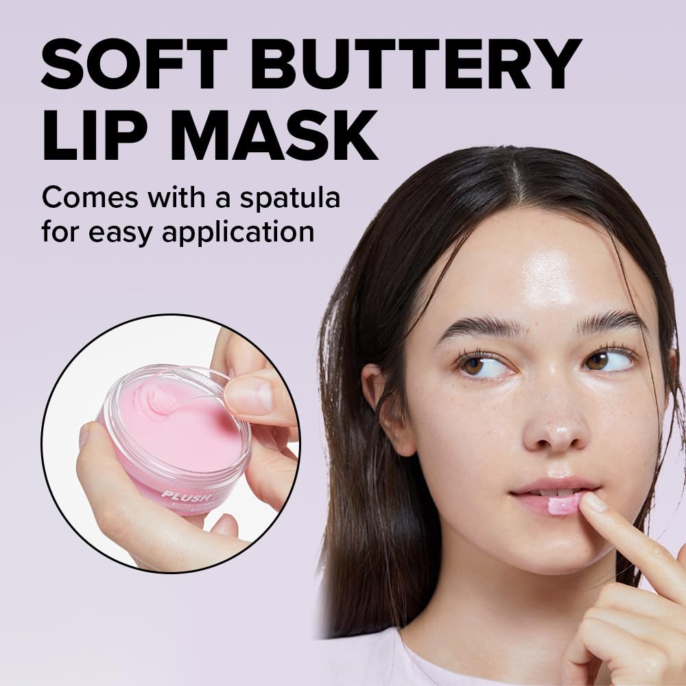 I DEW CARE Overnight Lip Sleeping Mask - Plush Party | Buttery Vitamin C, Lip Glaze, Moisturizing Balm, With Cocoa Butter For Dry Lips, Glass Skin Look, Nourish and Hydrate, Korean Skin, 0.42 Oz