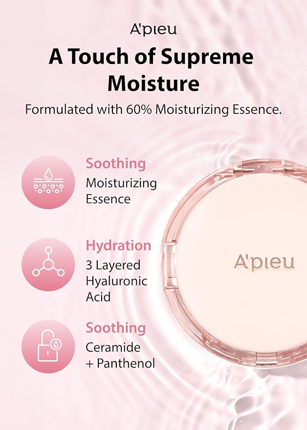 A'PIEU Waterlock Cushion Foundation No.ight Beige Semi-Matte Natural Acid, Paraben-Free 21 L