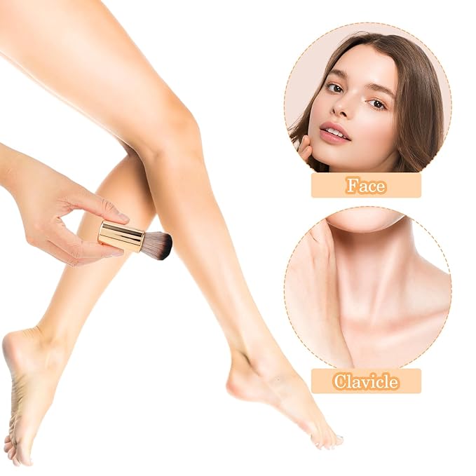 2Pcs Self Tan Brush Soft Body Makeup Brush Portable Self Tanning Brush Self Tanner Face Brush For Body & Leg Makeup（Rose Gold + Pink Rose Gold）
