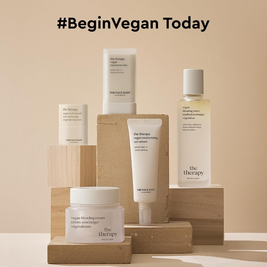 The Face Shop The Therapy Vegan Lip Butter, Moisturizing Lip Balm, Shea Butter & Sunflower Oil & Peptide, Lip Sleeping Mask for Sensitive Skin & Dry Cracked Lips, For Kids & Adults, Korean Skin Care