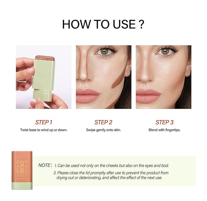 Bronzer Stick 4 Colors Blendable and Buildable Face