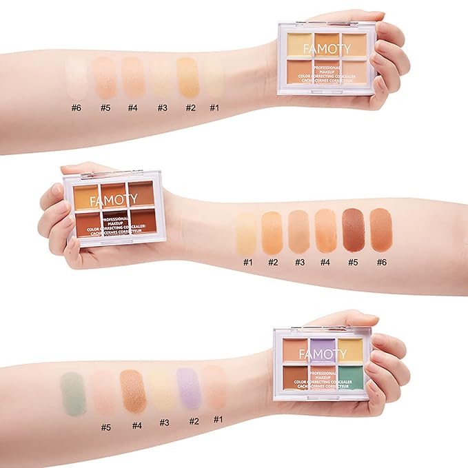 6 Colors Correcting Concealer Palette, with 11 Pcs Acne, Blemish