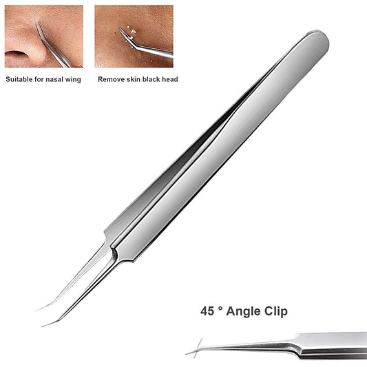 WSYUB Blackhead Tweezers, Blackhead Extractor, Pimple Popper Tool Kit, 3 in 1 Professional Stainless Skin Zit Acne Blemish Whitehead Popping Removing Surgical Tools Set, Silver
