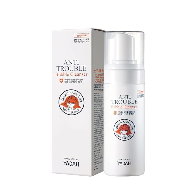 YADAH Anti Trouble Bubble Cleanser 5.07 Ounce, Facial Cleanser with Salicylic Acid for Acne, Vegan Skincare for Sensitive Skin