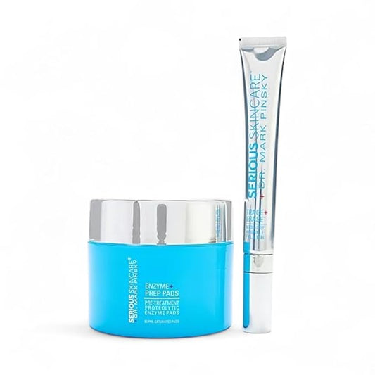 Serious Skincare - Deep Wrinkle Filler for Face and Neck - Dr. Mark Pinsky Trace + Erase Wrinkle Filler and Enzyme+ Prep Treatment Pads - For Plumper, Smoother Skin - Hyaluronic Acid and Peptides