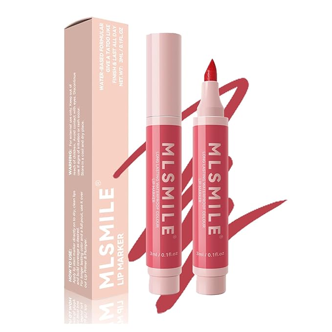 Pink Lip Tint Marker Lip Liner Hydrating And Waterproof Formula, Smudge Proof Water Lip Stain Long Lasting High Pigmented Matte Liquid Lip Liner, Easy To Color, Precise Chisel Tip Marker Pen(01# PINK)