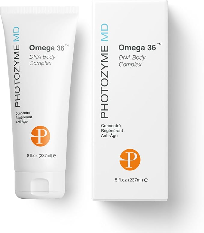 PHOTOZYME DNA Repair Anti Aging Body Lotion Complex with DNA Enzymes + Omega 3 + 6 | Moisturizing, Hydrating, + Nourishing Skin Cream to Repair Sun Damage | Fragrance Free, Unscented | 8 Fl. Oz
