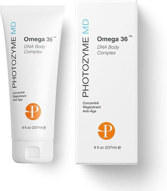 PHOTOZYME DNA Repair Anti Aging Body Lotion Complex with DNA Enzymes + Omega 3 + 6 | Moisturizing, Hydrating, + Nourishing Skin Cream to Repair Sun Damage | Fragrance Free, Unscented | 8 Fl. Oz