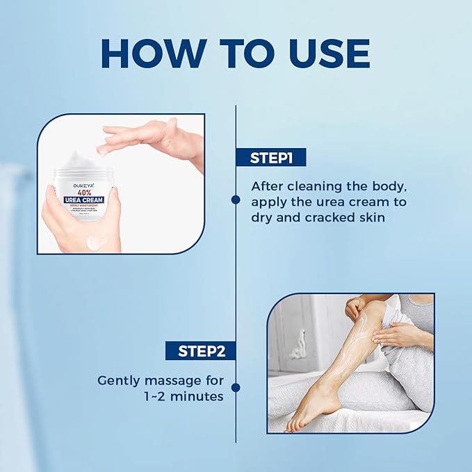 OUKEYA Urea Cream,NEW FORMULA Urea Cream 40 percent for Feet Maximum Strength,Dry Cracked Treatment Lotion for Knees & Elbows,Foot Dead Skin Cuticle Callus Remover Toenail Softener,5.29 oz（2 Packs