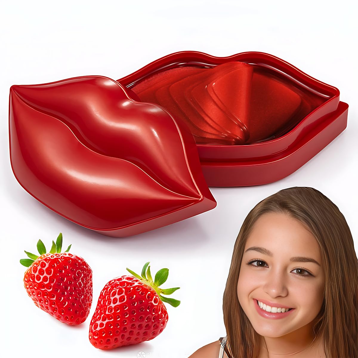 20PCS Collagen Lip Masks,Lip Care Lip Pads Great for Moisturizing,Nourishing & Firms Lip,Lip Sleeping Mask for Plumping Your Lips. (YUEHAO Lip Mask Red)