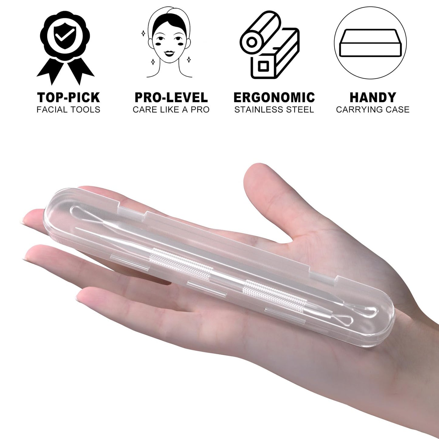 Azosowo 2-Pack Pimple Extractor Tools, Blackhead Remover Tools, Blackhead Extractor, Pimple Popper Tool Kit for Zit, Comedone, Acne, Whitehead - with Case