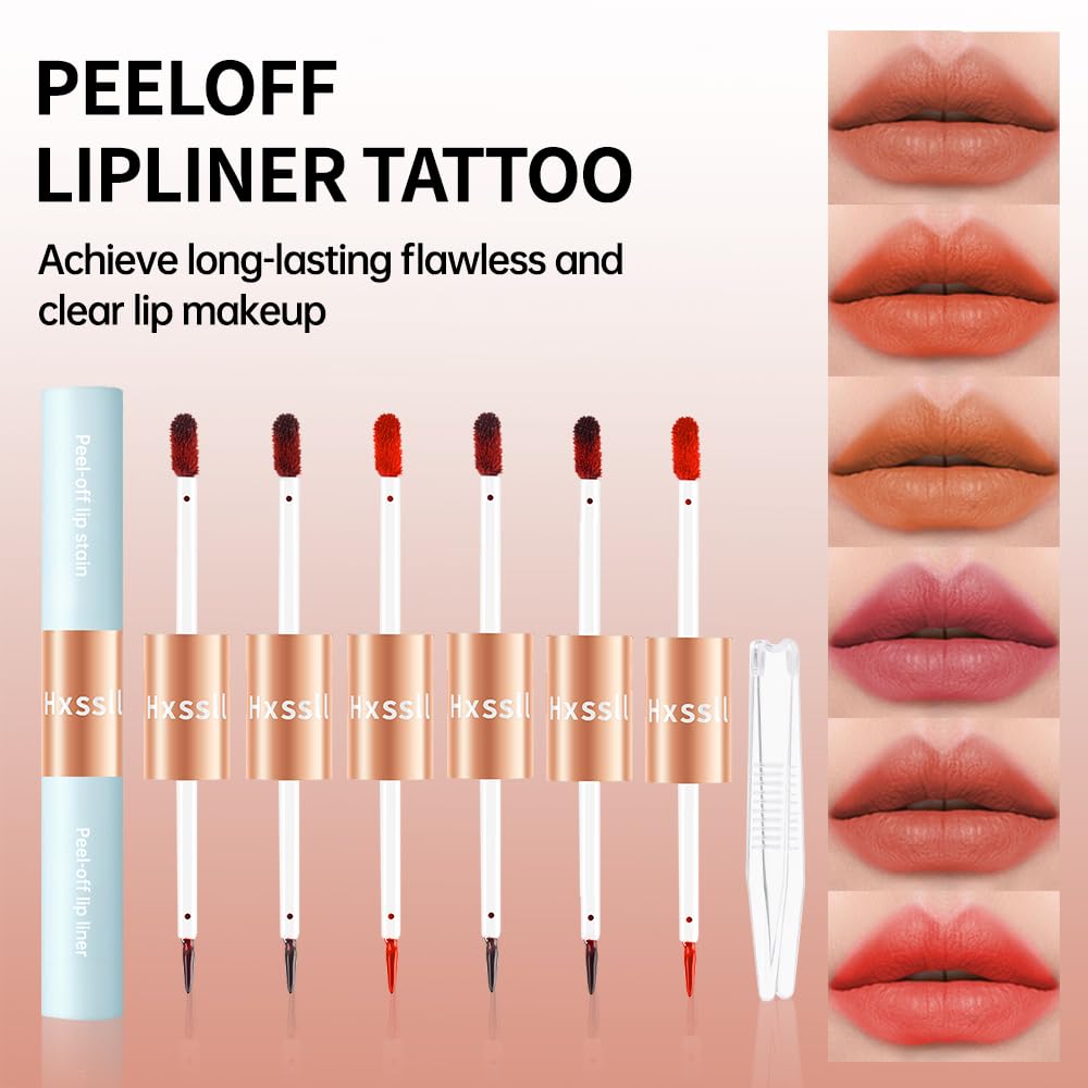 Hxssll Matte Lip Stain Peel Off Lip line Tattoo, Peel-off Lip Stain Masque - All Day Peel Off Lip Tint，Long Lasting Waterproof Transfer-proof Lip Mask Lip Color Peel Off Lip Gloss,Stay Lip Makeup 04#