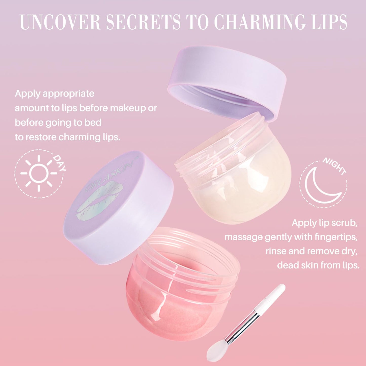 ORLASKIN Lip Mask & Lip Scrubber Exfoliator Lip Sleeping Mask Overnight for Dark Lips to Lighten Moisturizer Lip Butter Balm for Dry Chapped Cracked Peel Lips Skin Care（Mint Flavor）