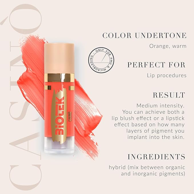 Biotek Lip Pigment for Permanent Makeup - Orange Peach Color for Lip - Made in Italy - Casinò 0,61 fl.oz.