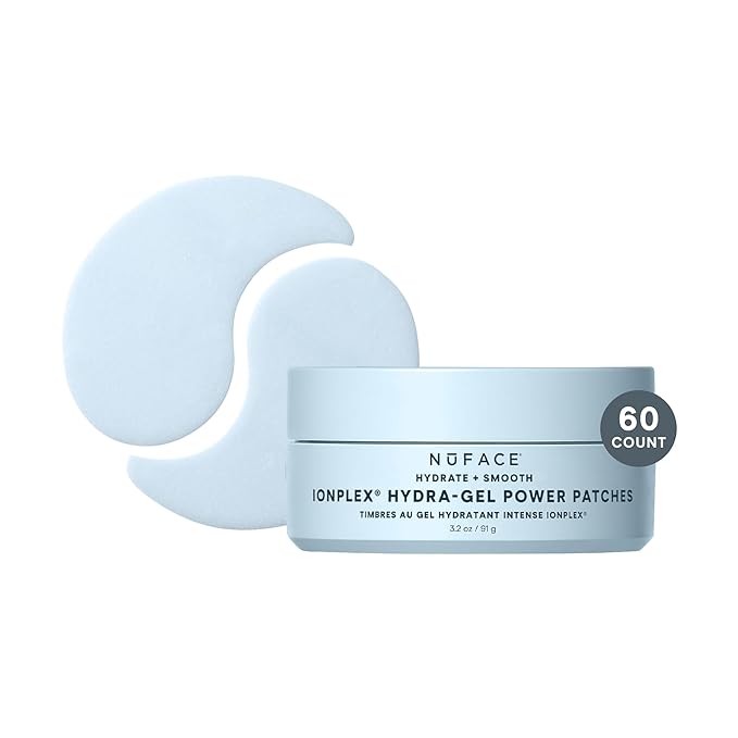 NuFACE IonPlex Hydra-Gel Power Under Eye Patches - Gel Under Eye Mask for Puffy Eyes & Dark Circles - Cooling Wrinkle Patches & Hydrating Treatment Pads to Energize, Brighten & Tighten (60 Count)