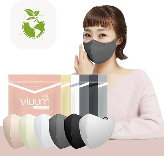 HOMSSEM [25pcs VIUUM Deluxe Korean Face Color Mask– Soft and Durable Korea Face Mask for Adults –2D 4-Layer Filter 6Color (Black-Large)