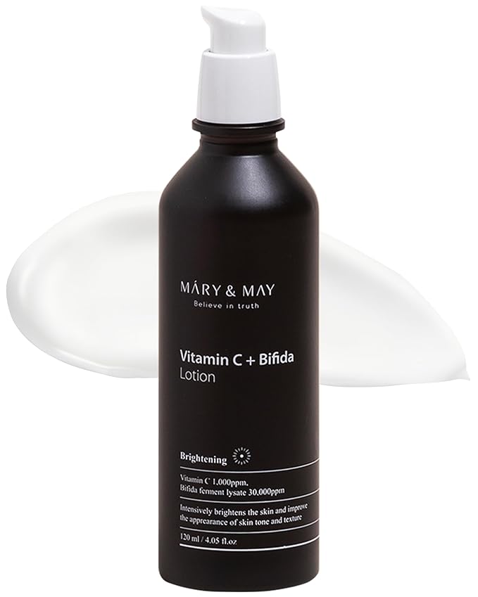 Mary&May Vitamin C+ Bifida Lotion - Nourishing Face Lotion for Evens Skin Tone and Moisturization - 30,000ppm Bifida Fermentation with 1,000ppm Vitamin C, 4.06 fl.oz.
