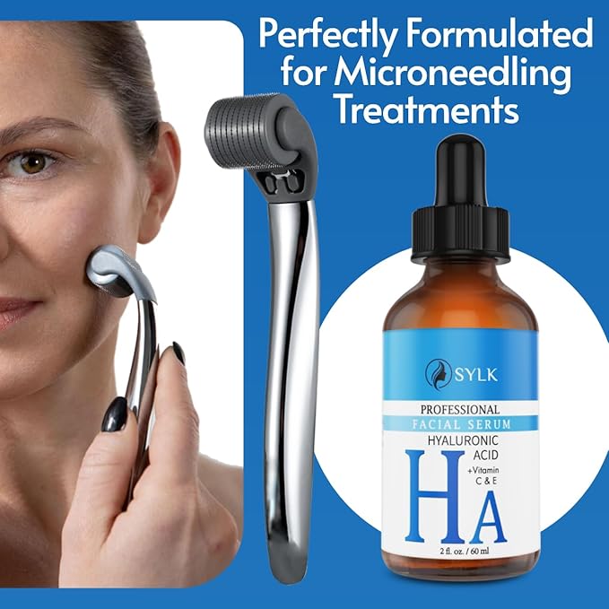 Hyaluronic Acid Serum for Face - Ultra Hydrating Anti Aging & Anti Wrinkle Face Serum with Vitamin C & E - Moisturizing & Plumping Formula for Smooth Skin - Microneedling - Korean Skincare - 2 fl oz